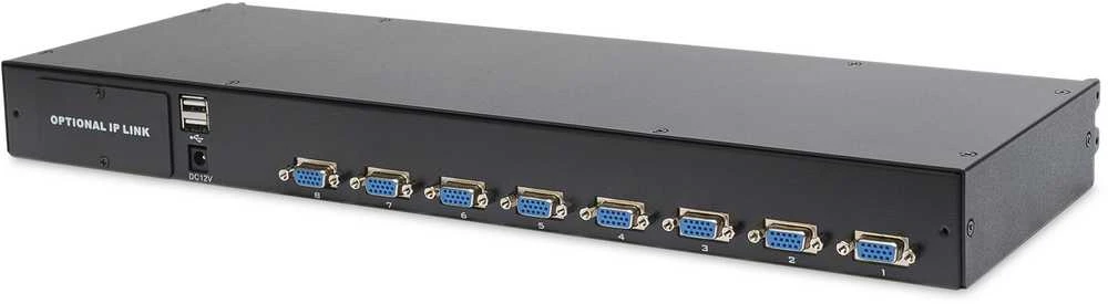 Digitus Konsolė modularna KVM 19'' LCD TFT, 8 portów VGA, touchpad, klaviatūra GE, juoda