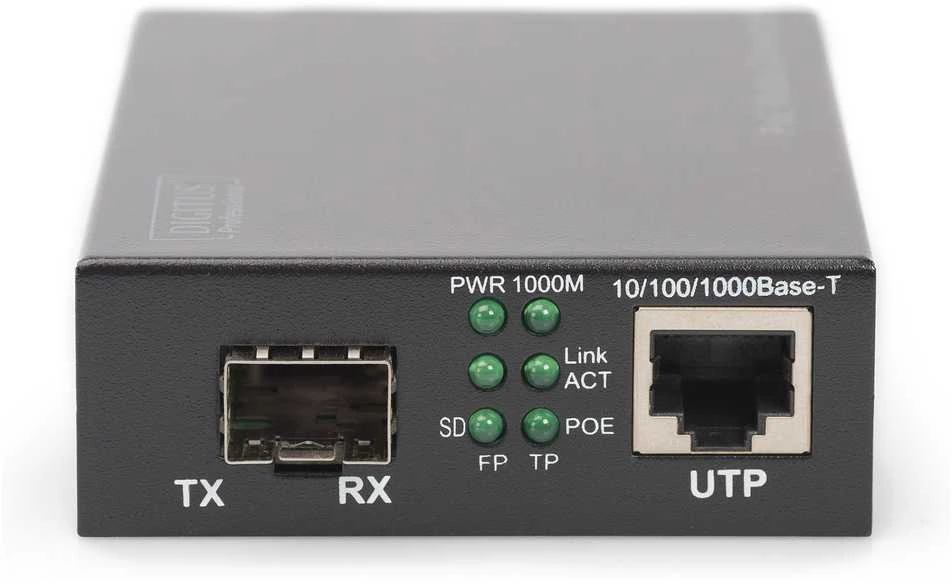 DIGITUS Gigabit Ethernet PoE+ Media Converter, SFP | Digitus