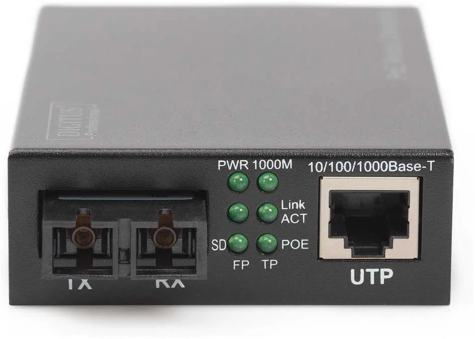 Šakotuvas DIGITUS Gigabit Ethernet PoE+ Media Converter, Multimode | Digitus