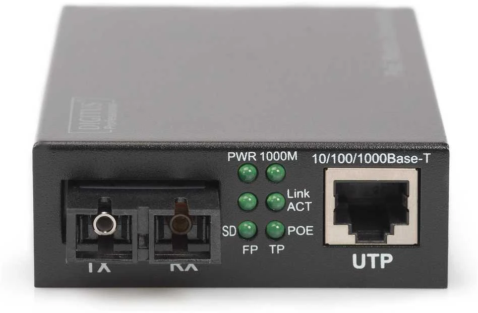 Digitus DN-82160 tinklo medijos keitiklis 1000 Mbit/ai 1310 nm Vienas režimas Juoda