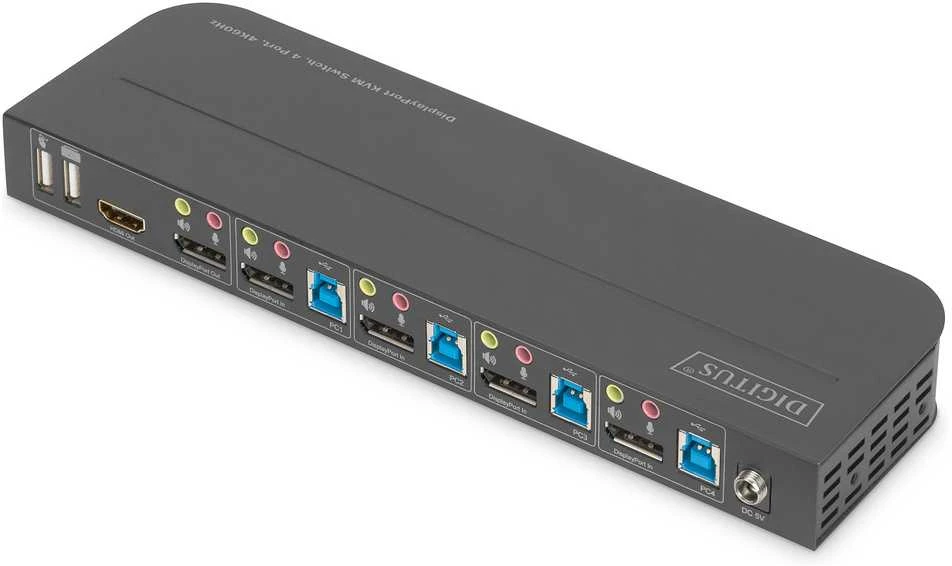 Assmann elektroninis DIGITUS KVM jungiklis 4x1 DP DP/HDMI Out USB 4Kx2K 60Hz