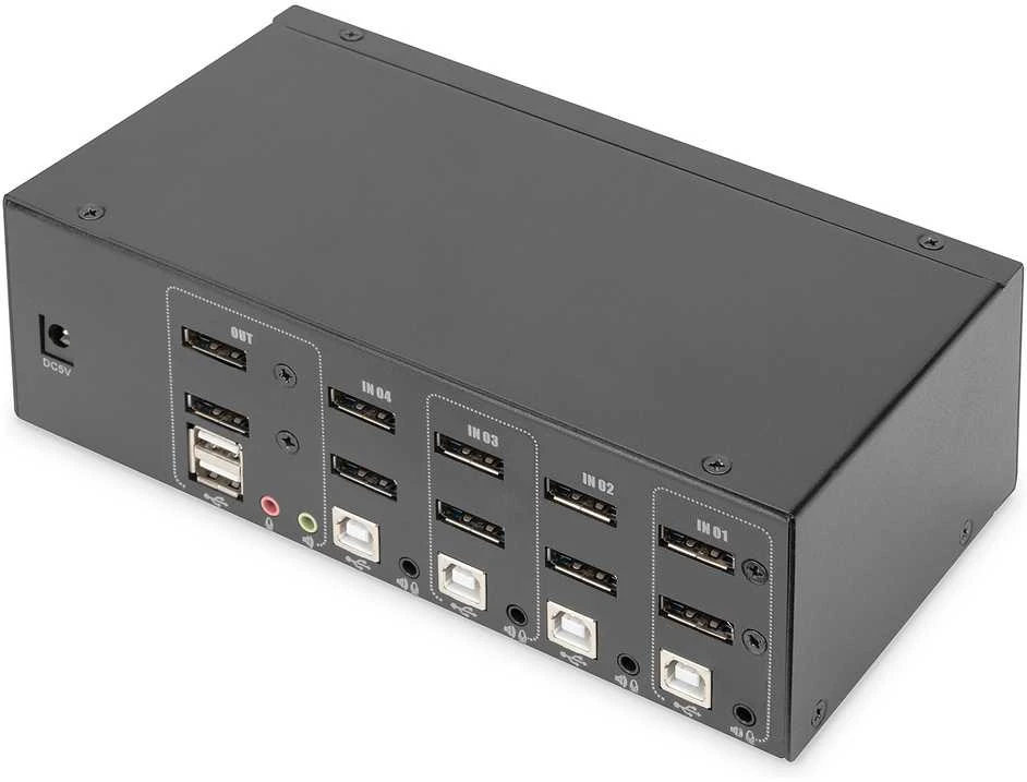 „Digitus KVM“ komutatorius, 4 prievadų, dvigubo vaizdo, HD