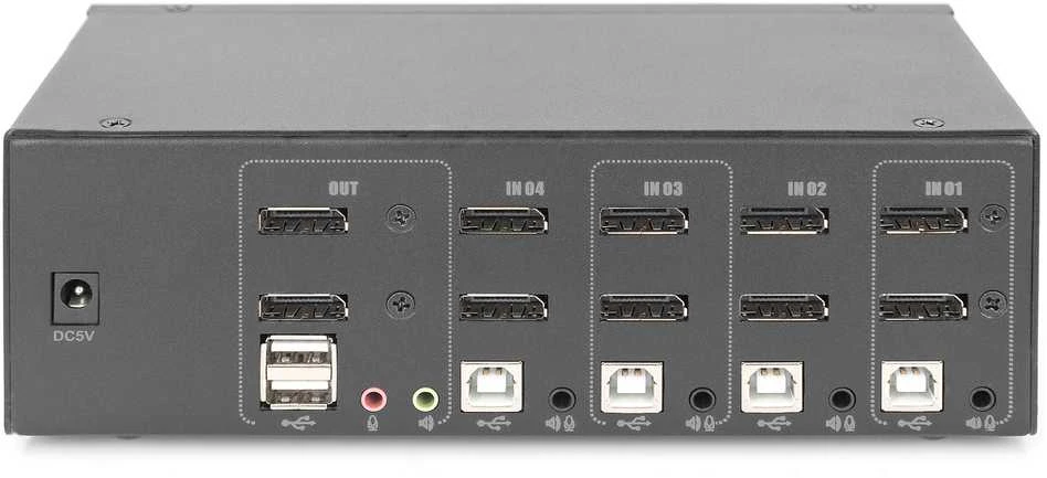„Digitus KVM“ komutatorius, 4 prievadų, dvigubo vaizdo, HD
