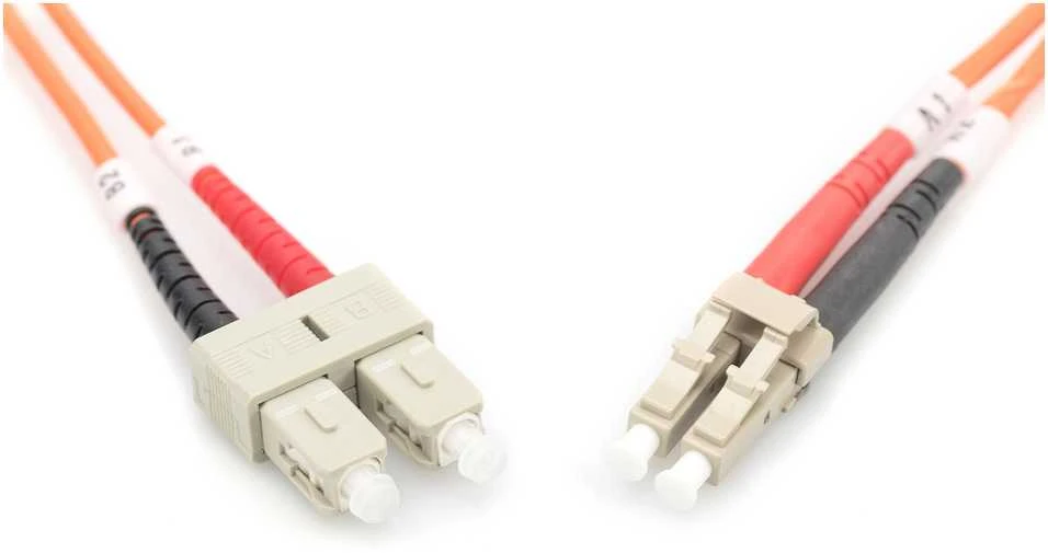 Assmann Electronic DIGITUS LWL patchable LC/SC 50/125um 1m Multimode Duplex Halogenfrei bis 1Gbit su Messprotokoll oranžinis OM2