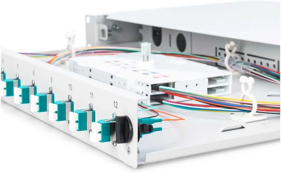 DIGITUS LWL Spleibox 1HE bestckt 12x LC DX OM3 grau