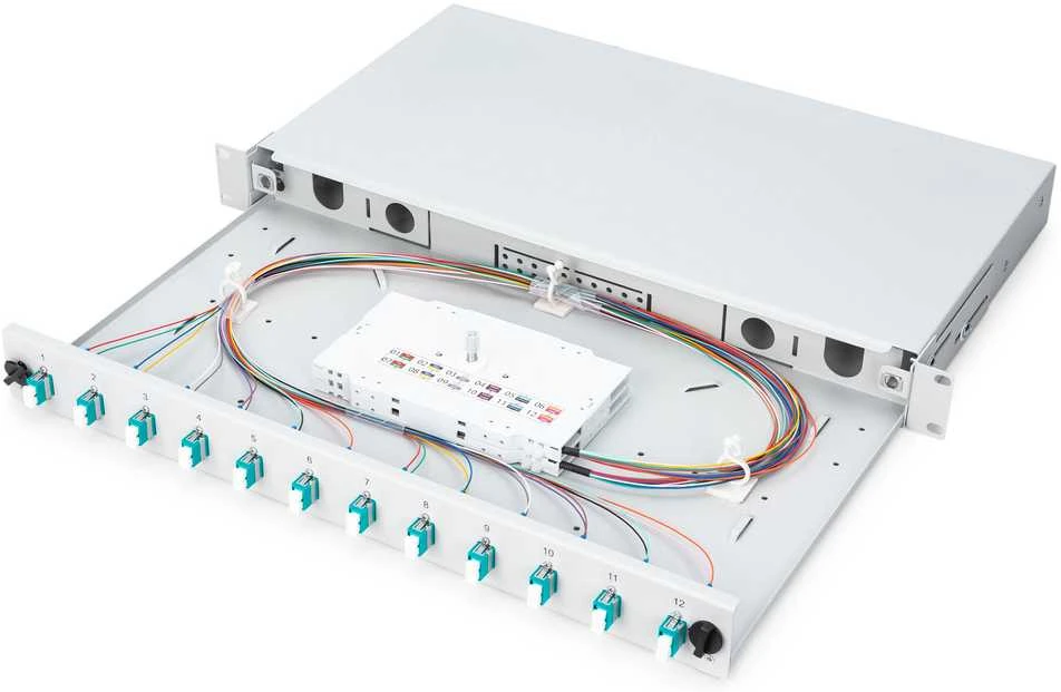 DIGITUS LWL Spleibox 1HE bestckt 12x LC DX OM3 grau