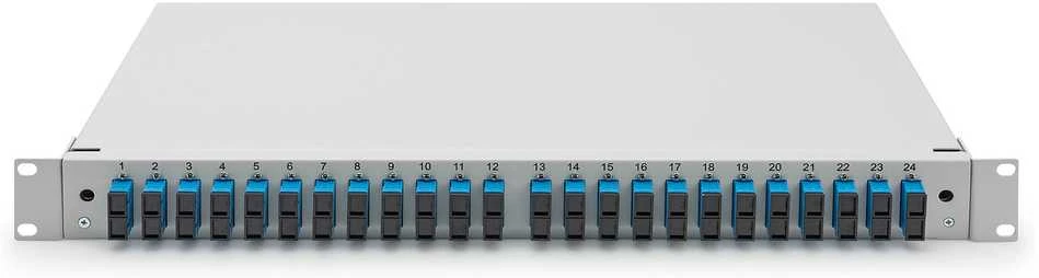 Assmann Electronic DIGITUS šviesolaidinė slankioji sujungimo dėžė 1U Įrengta 24x SC dupleksas, įsk. M 25 Screw Splice Cassette Color Pigtails OS2 Adapteris