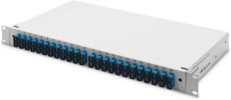 Assmann Electronic DIGITUS šviesolaidinė slankioji sujungimo dėžė 1U Įrengta 24x SC dupleksas, įsk. M 25 Screw Splice Cassette Color Pigtails OS2 Adapteris