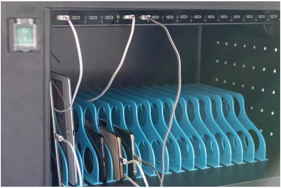 Digitus Skaitmenas | DN-45007 įkrovimo vežimėlis, skirtas 16 nešiojamųjų kompiuterių / planšetinių kompiuterių iki 14 colių, USB-C