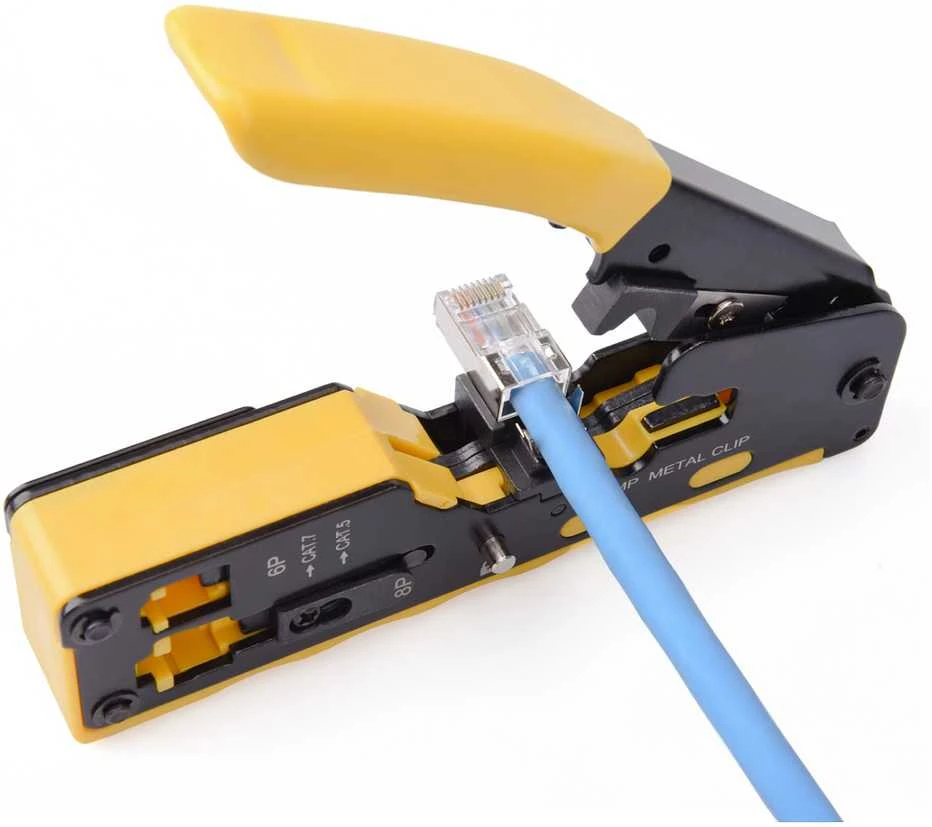 Digitus Suspaudimo įrankis rj45 cat.5e/cat.6, rj12, rj11 įvadiniams kamščiams su kabelių pjovimo ir izoliacijos nuėmimo funkcija