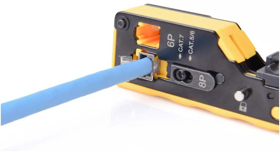 Digitus Suspaudimo įrankis rj45 cat.5e/cat.6, rj12, rj11 įvadiniams kamščiams su kabelių pjovimo ir izoliacijos nuėmimo funkcija