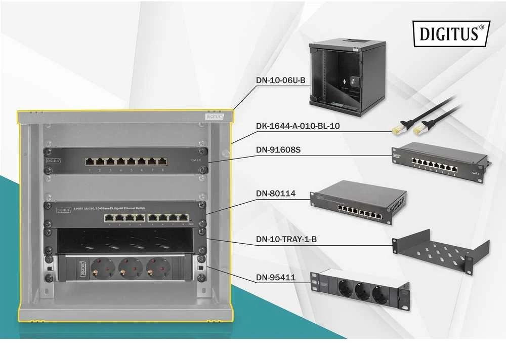 DIGITUS Netzwerk-Set 254 mm (10)-6HE, 312x300mm (B x T)