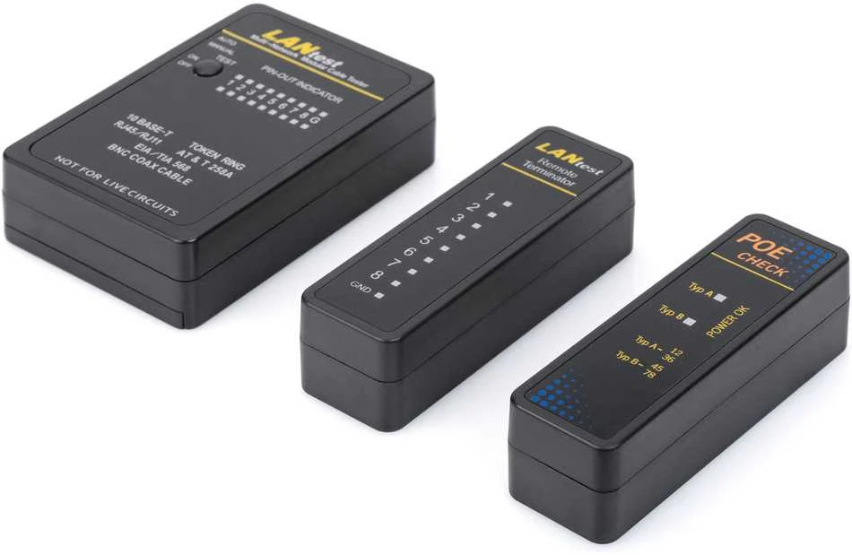Assmann Electronic DIGITUS Kabelio testerio tinklas RJ45 BNC pagrindinio įrenginio nuotolinio bloko PoE testeris su dėklu