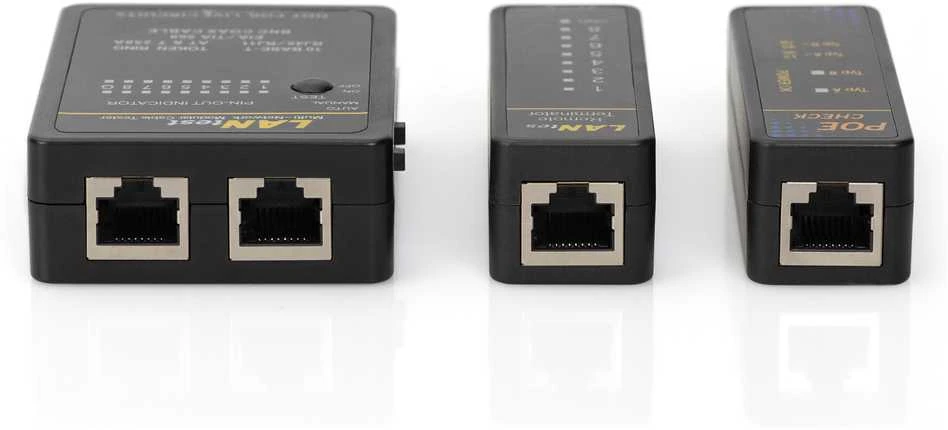 Assmann Electronic DIGITUS Kabelio testerio tinklas RJ45 BNC pagrindinio įrenginio nuotolinio bloko PoE testeris su dėklu
