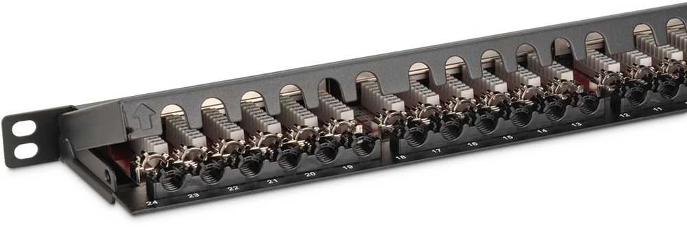 DIGITUS Patchpanel 0,5HE 24-Port Cat6a geschirmt juodas