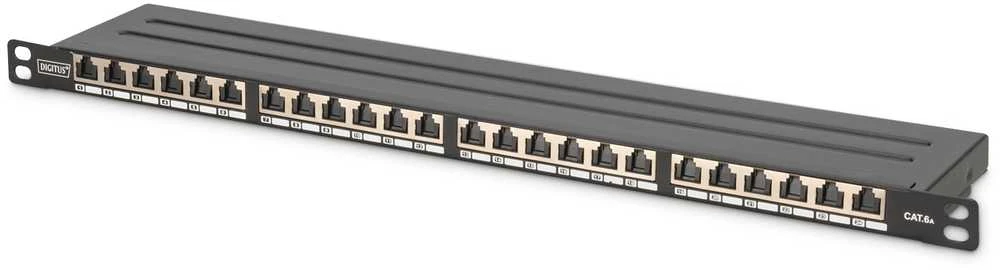 DIGITUS Patchpanel 0,5HE 24-Port Cat6a geschirmt juodas