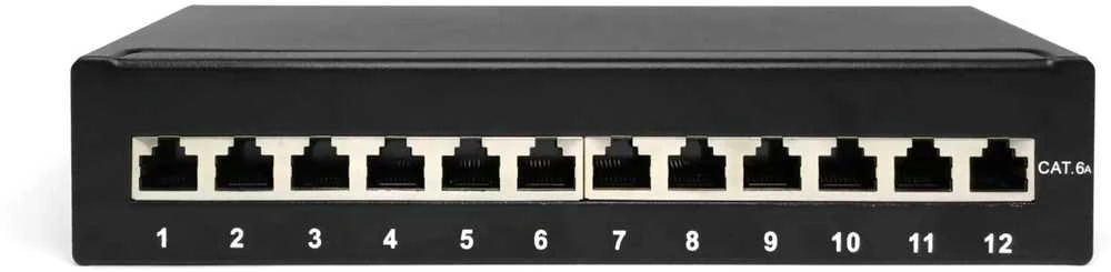 DIGITUS Patchpanel 1HE 12-Port Cat6A geschirmt juodas