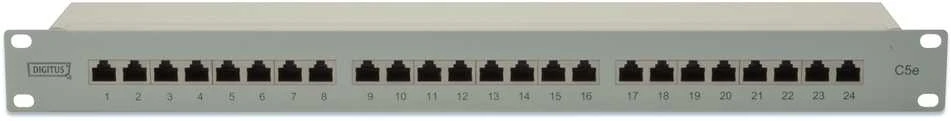 Assmann Electronic DIGITUS Patch Panel 19inch 24Port Cat5e STP ekranuotas pilkas RAL7035 laidų montavimas apie LSA