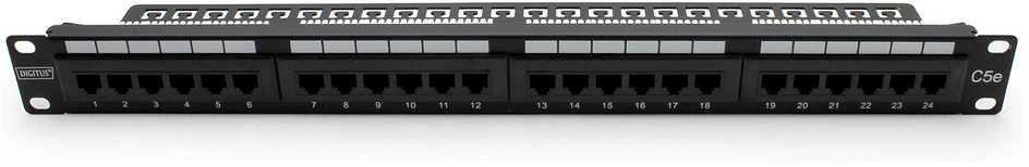 Assmann Electronic DIGITUS Patch Panel 19colių 24Port Cat5e STP neekranuotas montavimas apie LSA juodas RAL9005 be LSA dangtelio