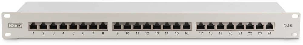 Assmann Electronic DIGITUS Patch Panel 19inch 24Port Cat6 ekranuotas pilkas RAL7035 kabelio montavimas apie LSA