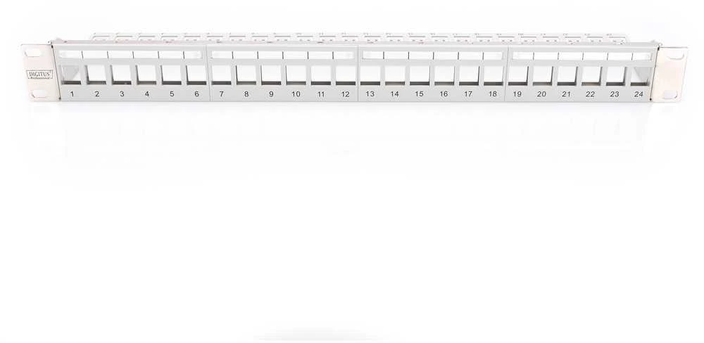 DIGITUS Patchpanel 1HE 24-Port Modular grau transp.-Beschri.