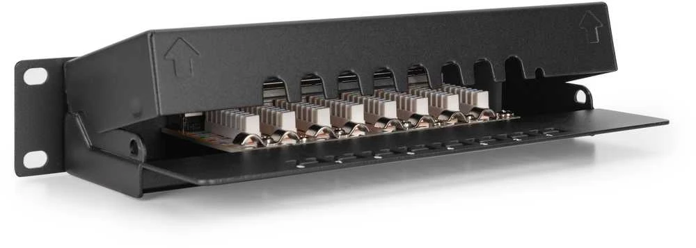 Assmann Electronic DIGITUS CAT 6 E klasės skydelis ekranuotas 8 prievadų RJ45 8P8C LSA 1U 254 mm (10 colių) Rack Mount spalva juodas RAL 9005