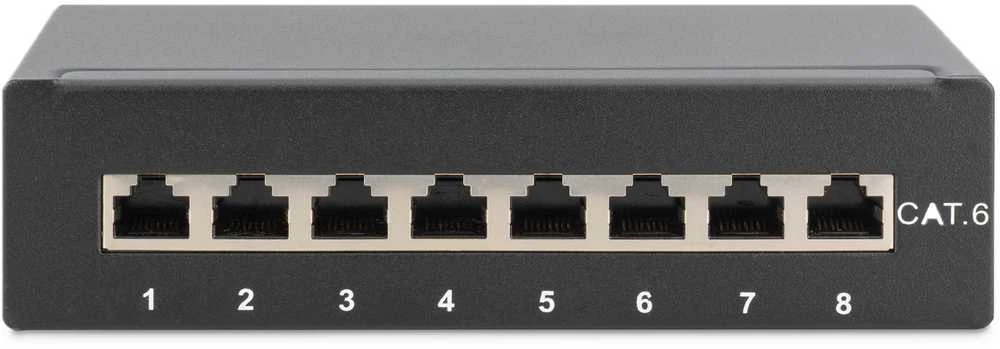 DIGITUS Patchpanel 1HE 8-Port Cat6 geschirmt juodas