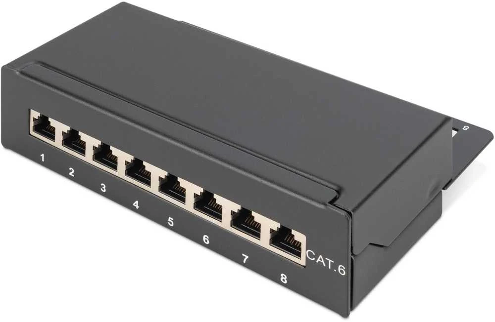 DIGITUS Patchpanel 1HE 8-Port Cat6 geschirmt juodas