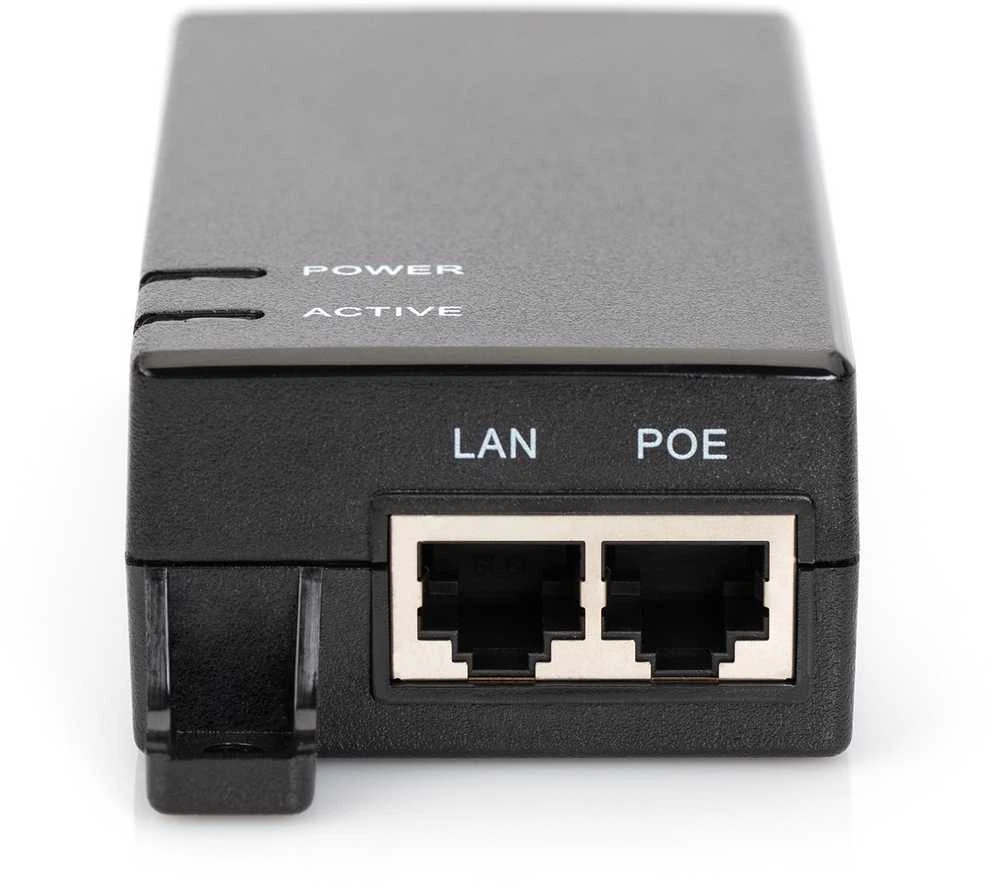 Assmann Electronic Assmann elektroninis DIGITUS Gigabit PoE purkštukas 802.3af 10/100/1000Mbps maitinimo kontaktai 4/5+ 7/8- Išvestis maks. 48V 15,4W