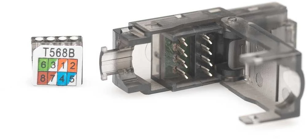 „Digitus CAT 6A“ jungtis, skirta montuoti vietoje, neekranuota AWG 27/7–22/1, vientisa ir suvyta viela, RJ45 | Skaitmenas | DN-93633 | Adapteriai