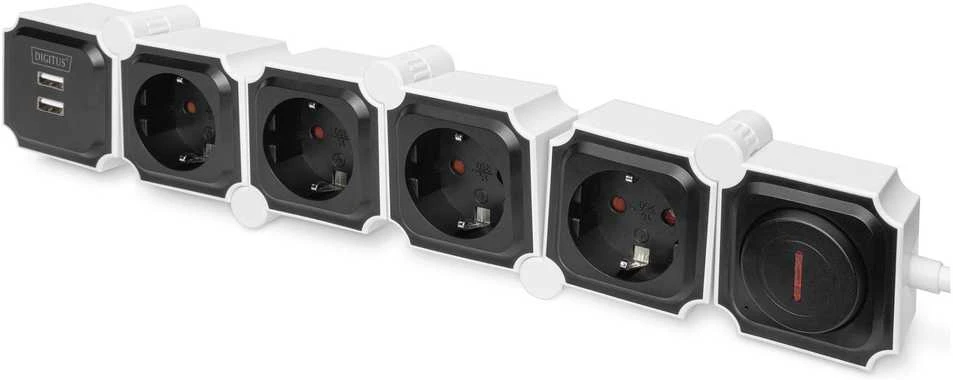 Assmann Electronic DIGITUS DA-70620 Lanksti maitinimo juosta 3680 W 250VAC 50 Hz 4x saugos lizdas 16 A 2x USB A jungtis 2,4 A