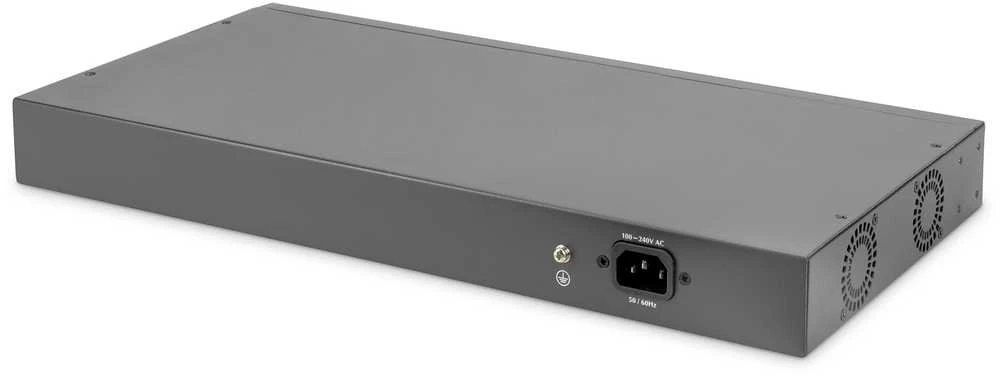 Šakotuvas Digitus Skaitmenas | Greitas Ethernet PoE jungiklis 24 prievadų PoE + 2 Combo, 370 W PoE | DN-95343 | Nevaldomas | Darbalaukis | Maitinimo tipas Vidinis