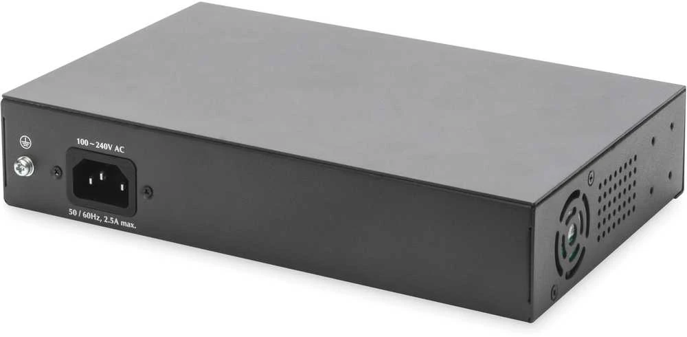 Šakotuvas Assmann Electronic DIGITUS 8 Port Gigabit Switch 8xRJ45 6xPoE + 2G SFP 180W 802.3 af/at/bt standarto palaikymas