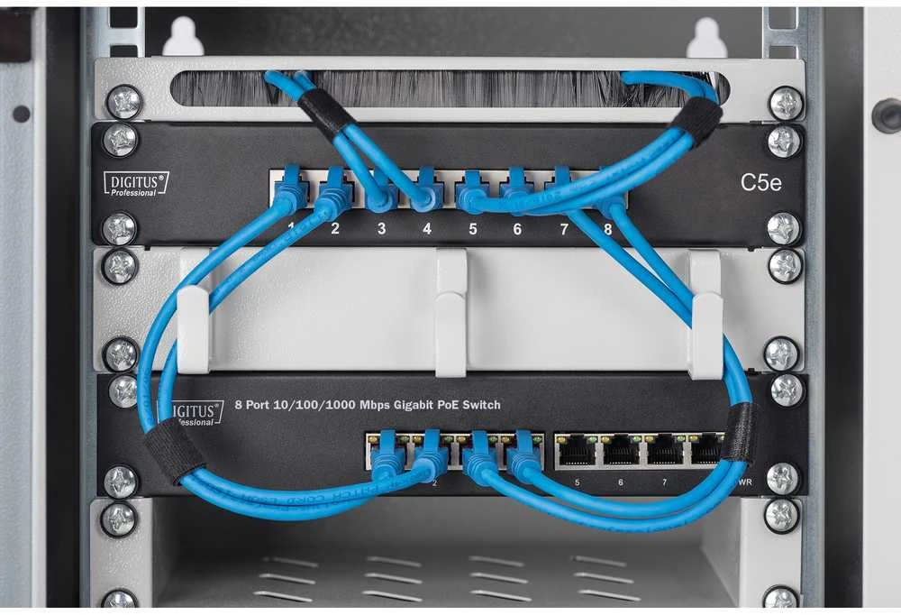 Šakotuvas Digitus Skaitmenas | 8 prievadų Gigabit Ethernet PoE jungiklis | DN-95317 | Nevaldomas | Montuojamas ant stovo | Maitinimo tipas Vidinis