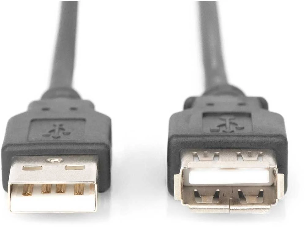 Assmann Electronic ASSMANN USB2.0 ilgintuvas 5m USB A/M į A/F masinis juodas
