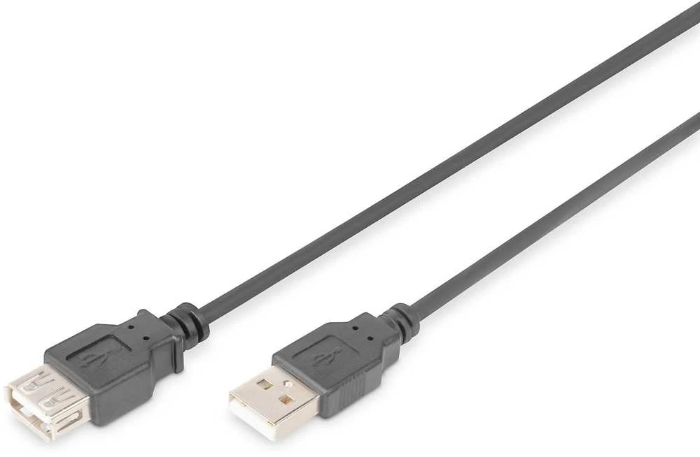 Assmann Electronic ASSMANN USB2.0 ilgintuvas 1,8m USB A/M į A/F masinis juodas