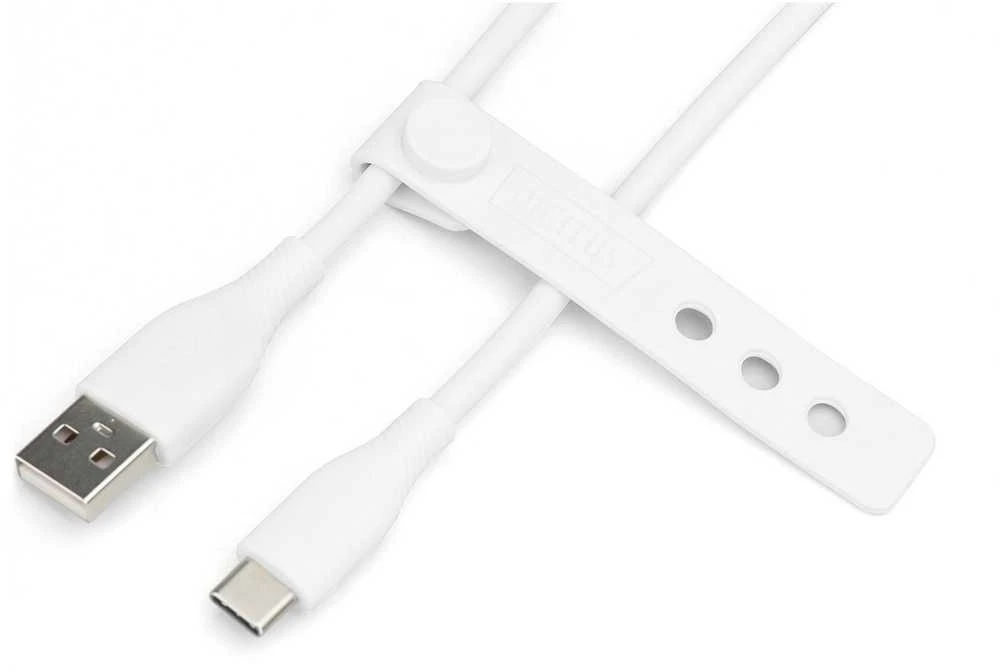 „Digitus Silicone“ USB-A - USB-C jungiamasis kabelis, USB 2.0 60W, 1m Baltas