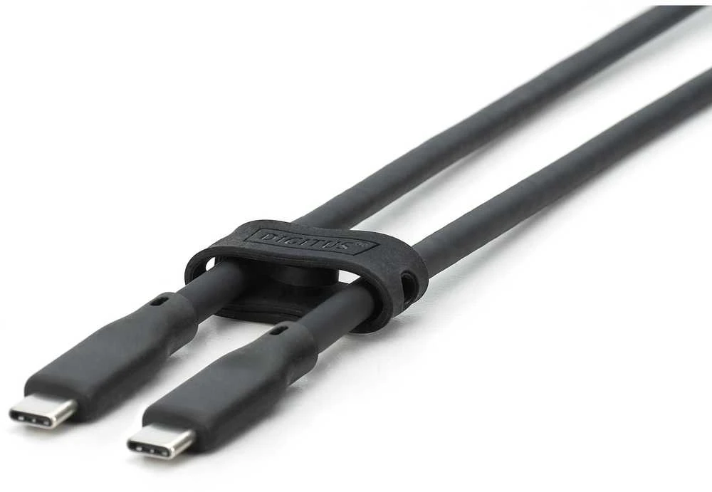 Digitus Silikoninis jungties laidas USB-C - USB-C, USB 3.2 Gen1 5G 4K 100W, 2m juoda