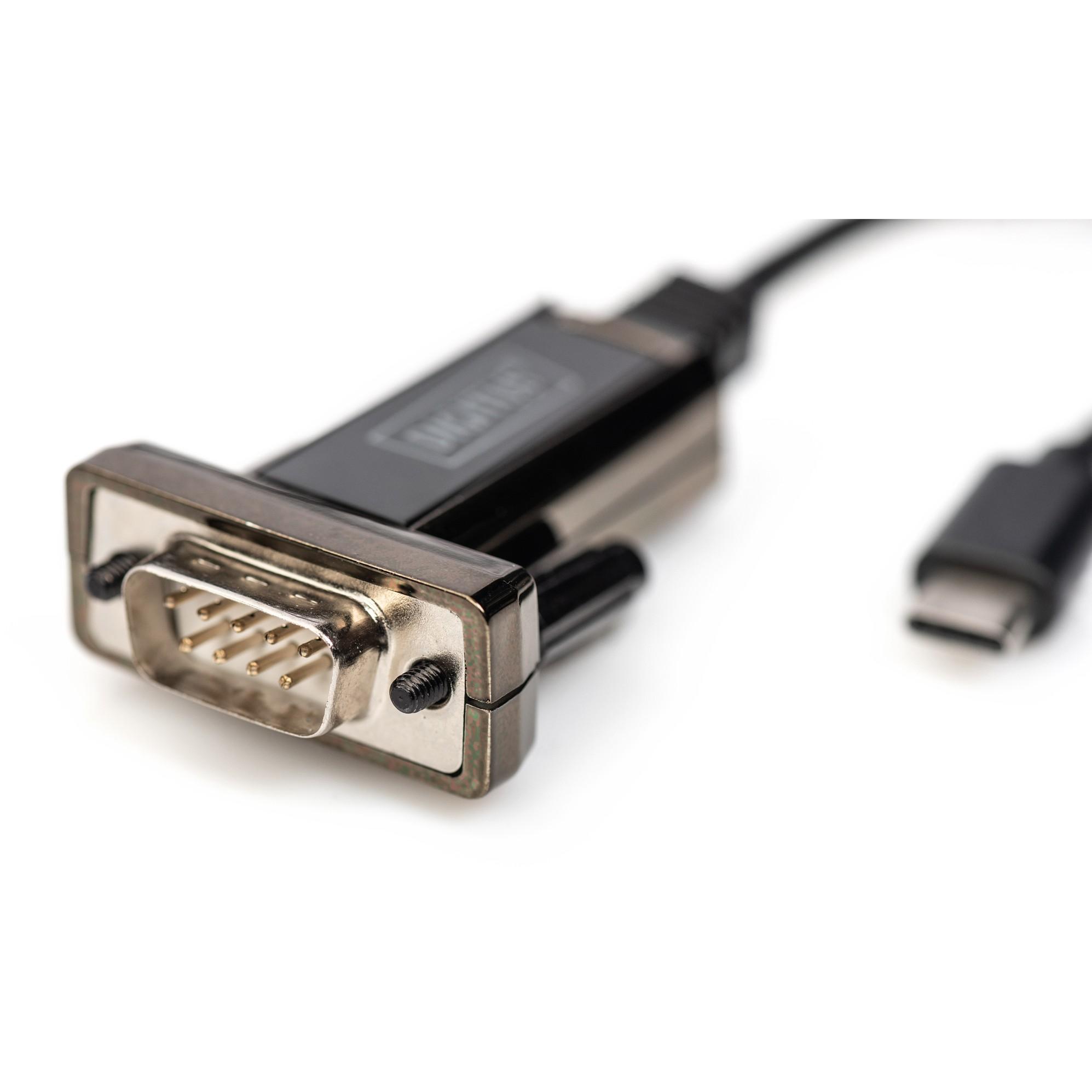 Assmann Electronic DIGITUS USB Type C 2.0 to serial Converter DSUB 9M 1m kabelio ilgis