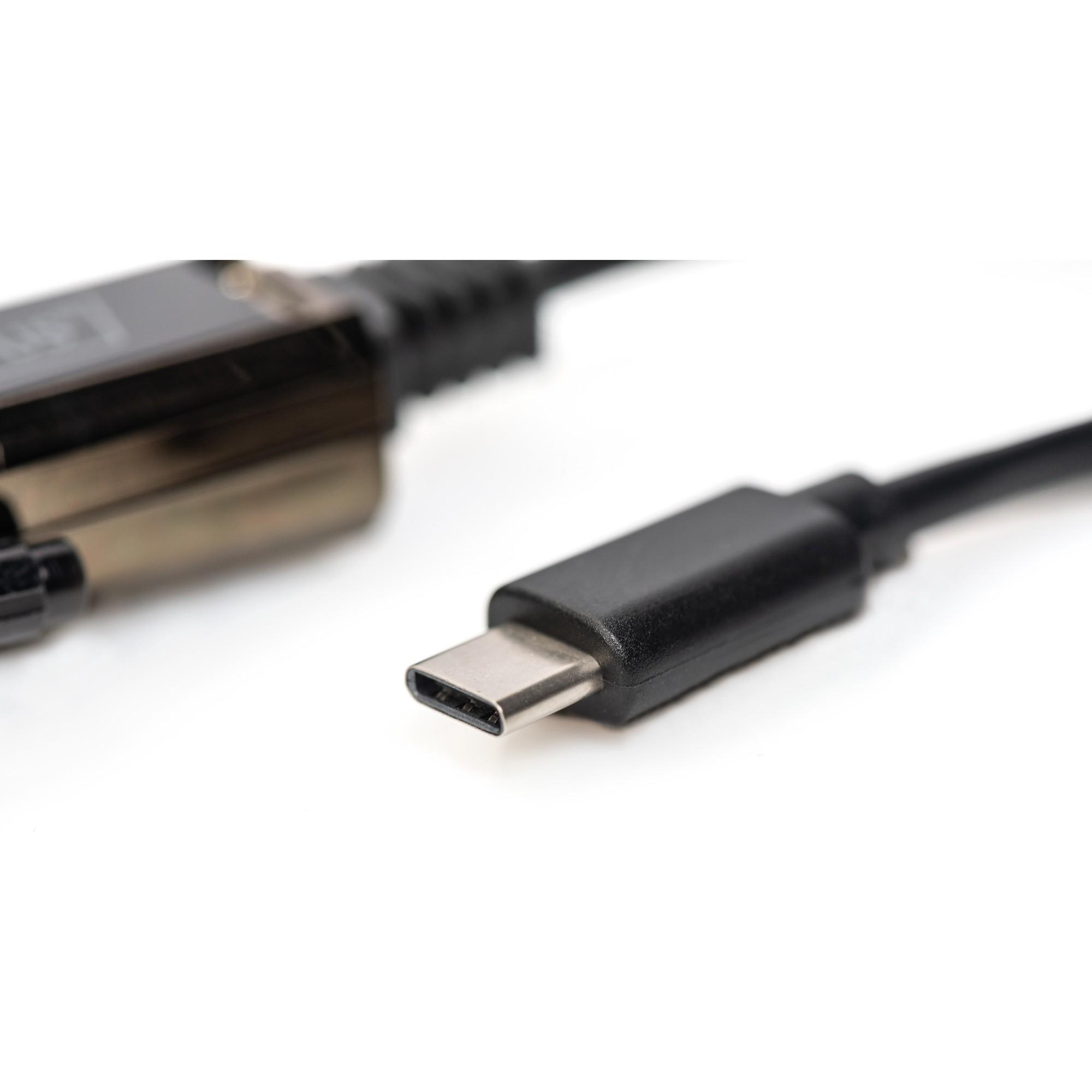 Assmann Electronic DIGITUS USB Type C 2.0 to serial Converter DSUB 9M 1m kabelio ilgis