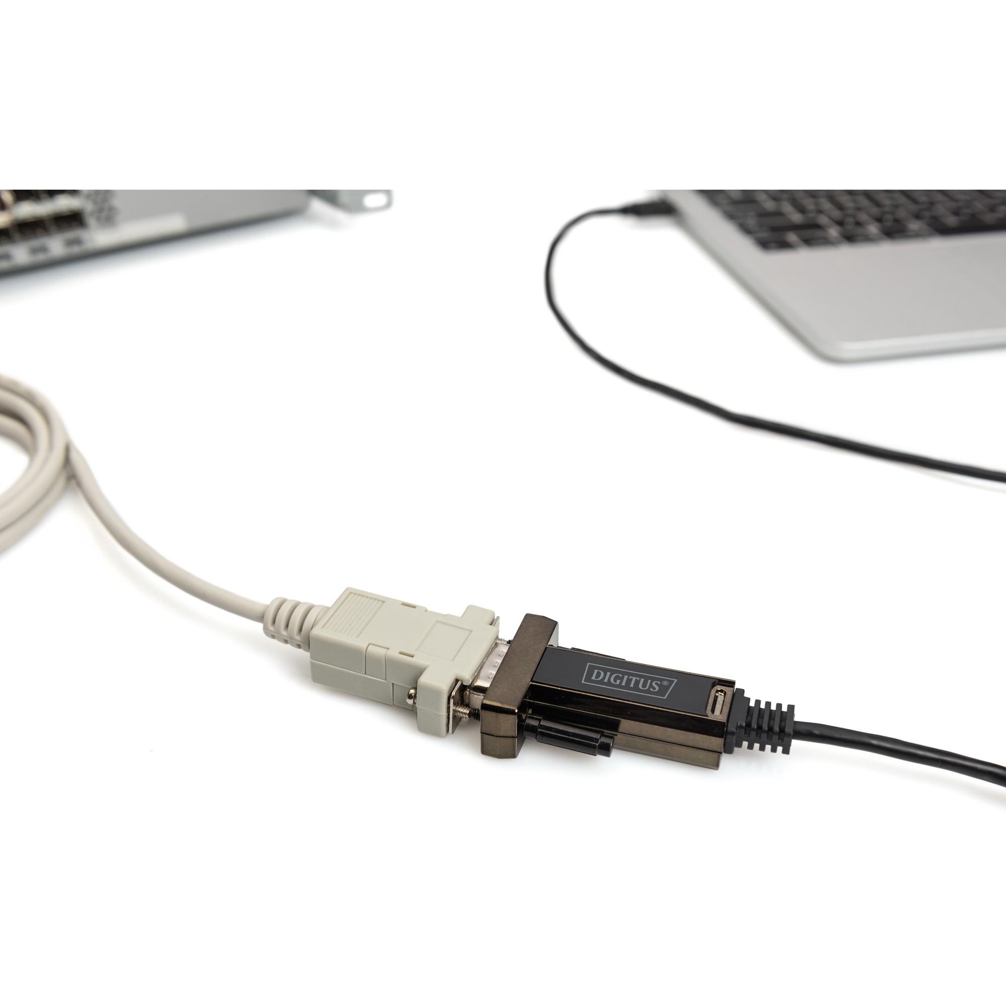 Assmann Electronic DIGITUS USB Type C 2.0 to serial Converter DSUB 9M 1m kabelio ilgis