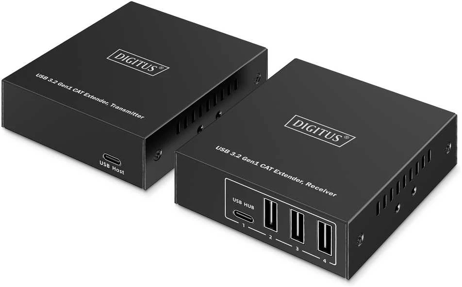 „Assmann Electronic DIGITUS USB“ ilgintuvas, USB 3.2 Gen1, 100 m, 3x USB-A ir 1x USB-C, skirtas naudoti su CAT kabeliu