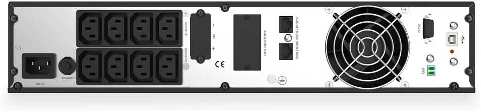 DIGITUS OnLine UPS, stovas/bokštas, 1500VA, 1500W, LCD, 8 x C13, 1 x C19, RS-232, USB, RJ45, SNMP kortelė (pasirinktinai), relės plokštė (pasirinktinai) | Skaitmenas | Internetinis UPS | OnLine UPS modulis, 1500VA/1500W | 1500 VA | 1500 W