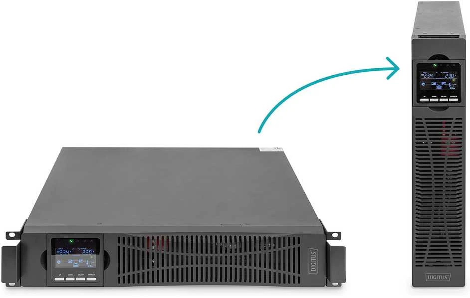 DIGITUS OnLine UPS, stelažas/bokštas, 3000VA, 3000W, LCD, 8 x C13, 1 x C19, RS-232, USB, SNMP kortelė (pasirinktinai), relės kortelė (pasirinktinai) | Skaitmenas | Internetinis UPS | DN-170096, 3000 VA / 3000 W | 3000 VA | 3000 W | C20