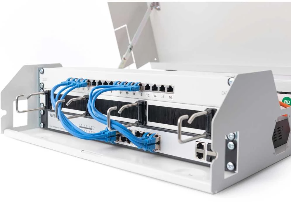 „Assmann Electronic DIGITUS“ sieninė spinta, 19 colių plona, 5U montavimo parinktis, 2U vertikali, 3U horizontali, pilka RAL7035