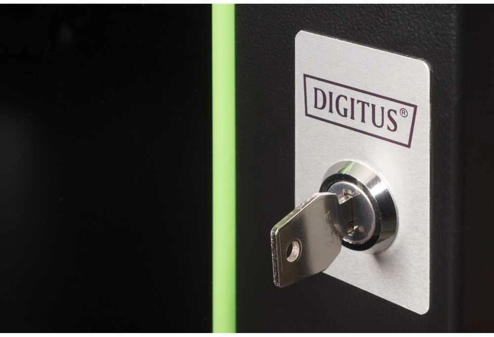 Digitus | Prie sienos tvirtinama spintelė | DN-19 07-U-SW | IP apsaugos klasė: IP20; Priekinės durys: Stiklinės durys, vienos pusės atidaromos; Spintelės tipas: Prie sienos tvirtinama spintelė; Įrangos montavimo gylis min.-maks.: 305-370 mm; Keliamoji galia: 100 kg; Matmenys 420 x 600 x 450 mm, | Juodas