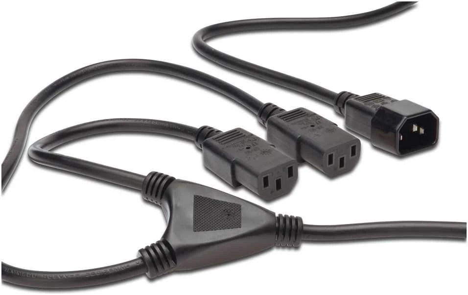Assmann Electronic DIGITUS maitinimo laido skirstytuvo kabelis C14 - 2x C13 M/F 1.7m H05VV-F3G 1.0qmm/0.75qmm bl