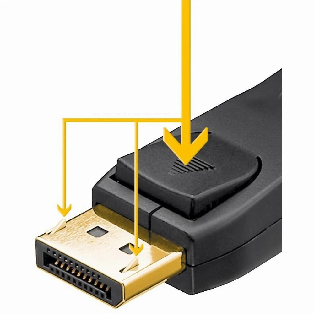 Conecto DisplayPort kabelio fiksavimo mechanizmo detalė