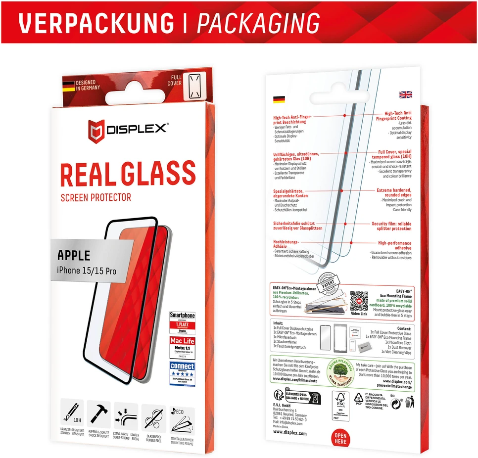 DISPLEX REAL GLASS FC IPHONE - 15/15 PRO