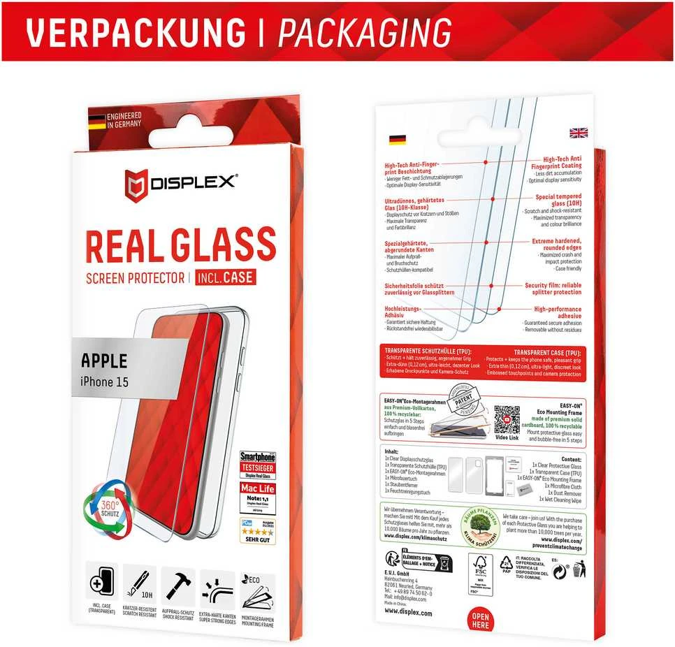 DISPLEX TIKRAS STIKLAS + DĖKLAS - IPHONE 15